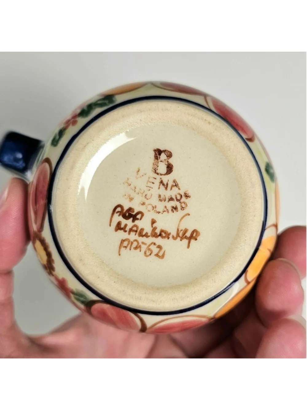 Polish Pottery Vena Unikat Creamer Milk Jug Hand Painted Malgorzata PP62 Poland